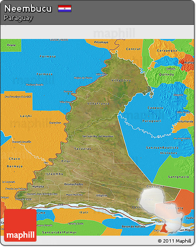 Satellite 3D Map of Neembucu, political outside