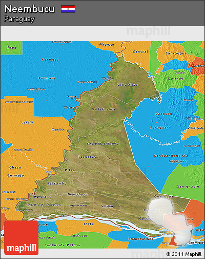 Satellite 3D Map of Neembucu, political outside