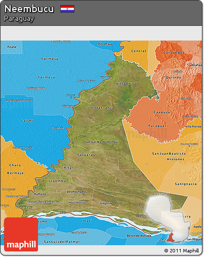 Satellite 3D Map of Neembucu, political shades outside