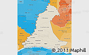 Shaded Relief 3D Map of Neembucu, political shades outside