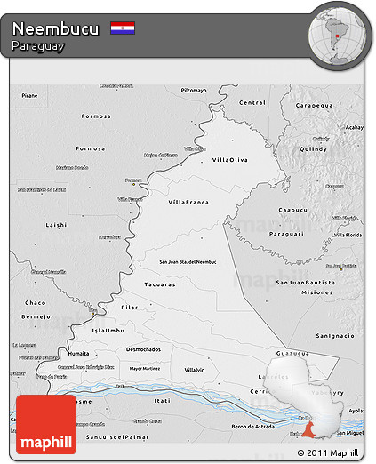 Silver Style 3D Map of Neembucu