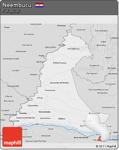 Silver Style 3D Map of Neembucu