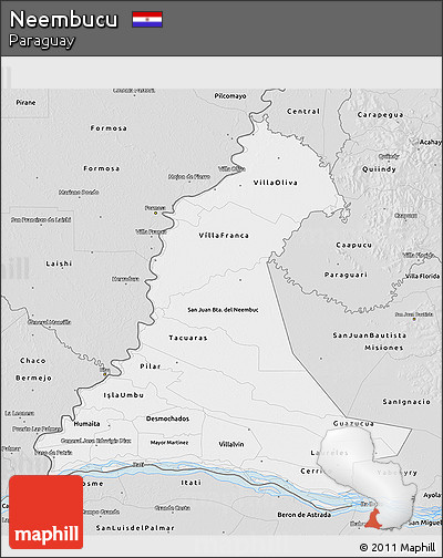 Silver Style 3D Map of Neembucu