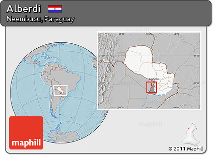 Gray Location Map of Alberdi, highlighted country, highlighted parent region, within the entire country, hill shading