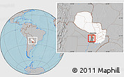 Gray Location Map of Alberdi, highlighted country, highlighted parent region, within the entire country, hill shading