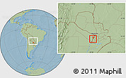 Savanna Style Location Map of Alberdi, within the entire country, hill shading