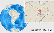 Shaded Relief Location Map of Alberdi