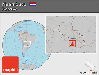 Gray Location Map of Neembucu, within the entire country