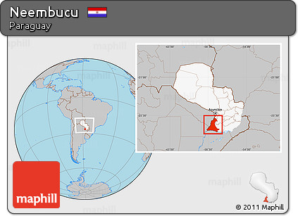 Gray Location Map of Neembucu, highlighted country, within the entire country