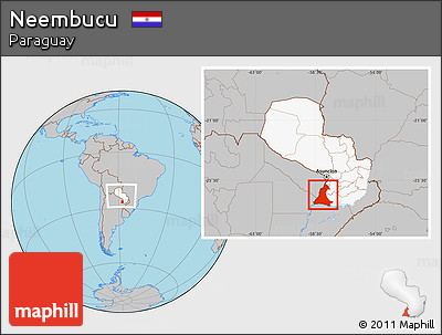 Gray Location Map of Neembucu, highlighted country, within the entire country