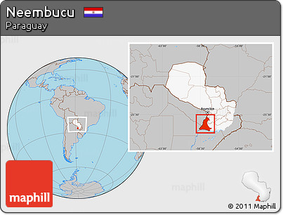 Gray Location Map of Neembucu, highlighted country, within the entire country