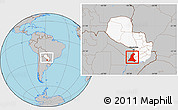 Gray Location Map of Neembucu, highlighted country, within the entire country
