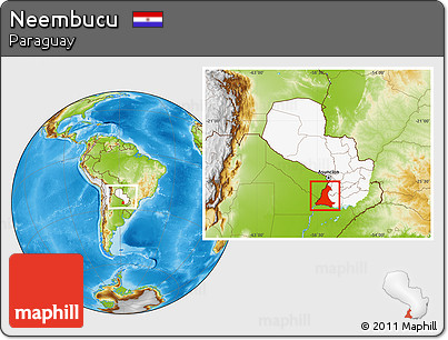 Physical Location Map of Neembucu, highlighted country, within the entire country