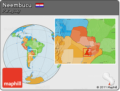 Political Location Map of Neembucu, within the entire country