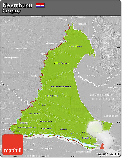 Physical Map of Neembucu, lighten, desaturated