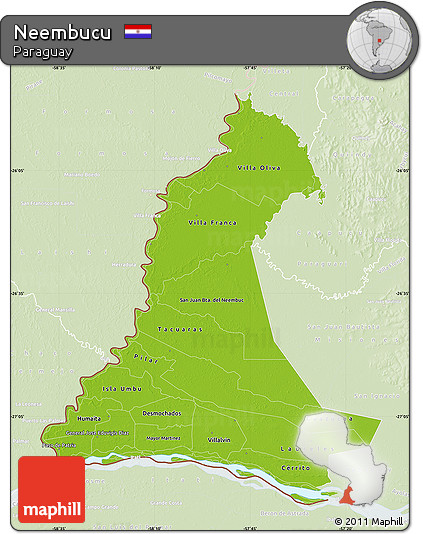Physical Map of Neembucu, lighten