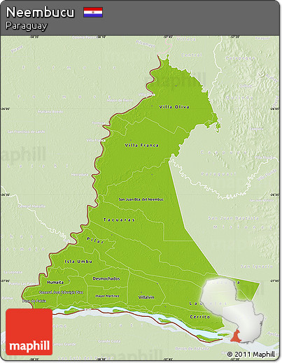 Physical Map of Neembucu, lighten