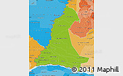 Physical Map of Neembucu, political shades outside