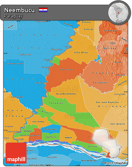 Political Map of Neembucu, political shades outside