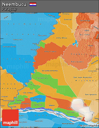 Political Map of Neembucu, political shades outside