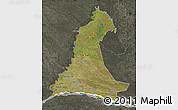 Satellite Map of Neembucu, darken, semi-desaturated