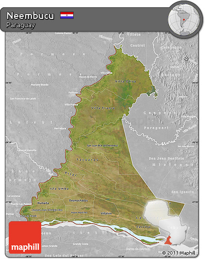 Satellite Map of Neembucu, lighten, desaturated