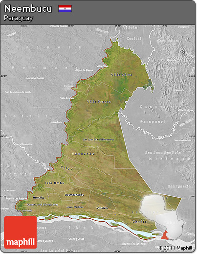 Satellite Map of Neembucu, lighten, desaturated