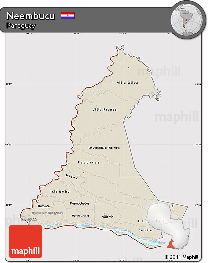 Shaded Relief Map of Neembucu, cropped outside