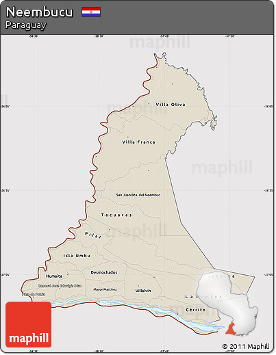 Shaded Relief Map of Neembucu, cropped outside
