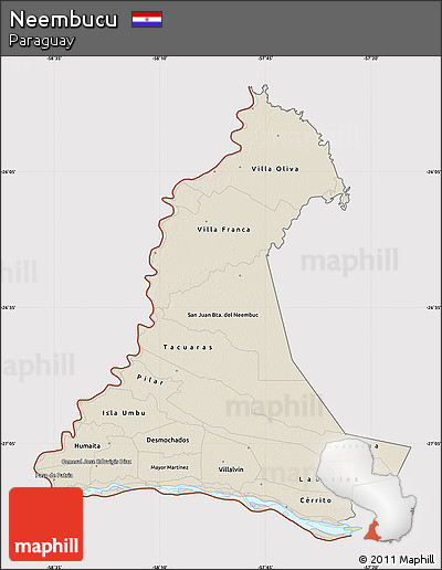 Shaded Relief Map of Neembucu, cropped outside