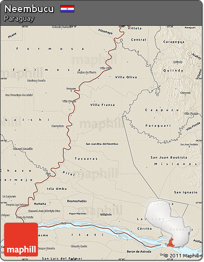 Shaded Relief Map of Neembucu