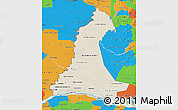 Shaded Relief Map of Neembucu, political outside