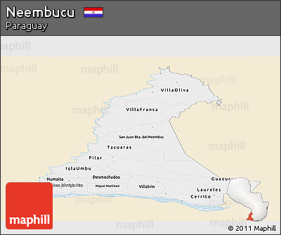 Classic Style Panoramic Map of Neembucu, single color outside
