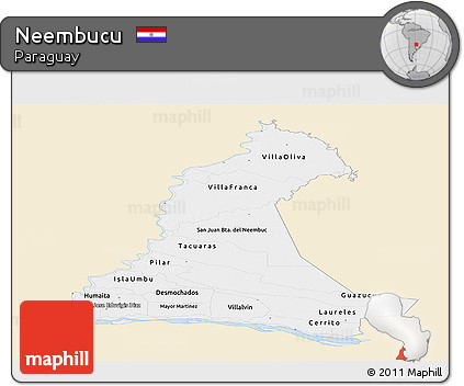 Classic Style Panoramic Map of Neembucu, single color outside