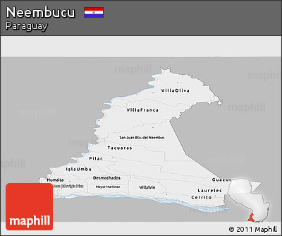 Gray Panoramic Map of Neembucu, single color outside