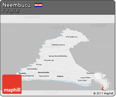 Gray Panoramic Map of Neembucu, single color outside