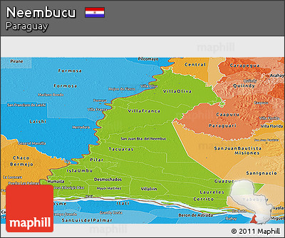Physical Panoramic Map of Neembucu, political shades outside