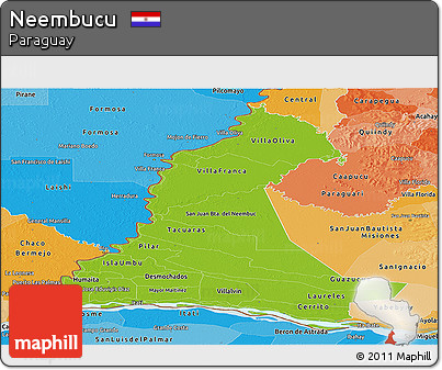 Physical Panoramic Map of Neembucu, political shades outside
