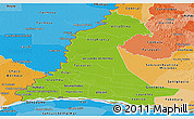 Physical Panoramic Map of Neembucu, political shades outside