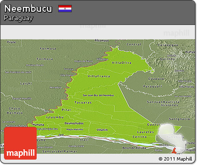 Physical Panoramic Map of Neembucu, semi-desaturated