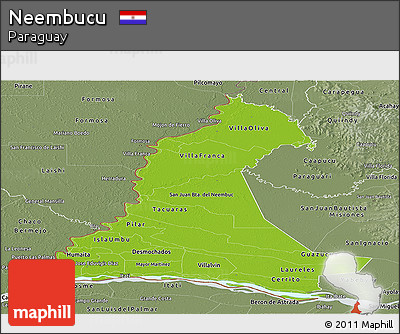 Physical Panoramic Map of Neembucu, semi-desaturated