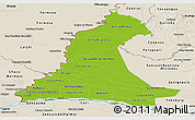 Physical Panoramic Map of Neembucu, shaded relief outside