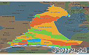 Political Panoramic Map of Neembucu, darken, semi-desaturated