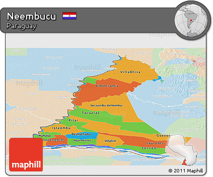 Political Panoramic Map of Neembucu, lighten