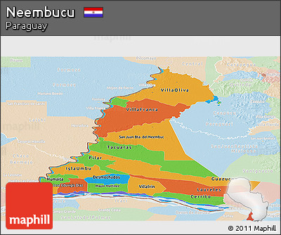 Political Panoramic Map of Neembucu, lighten