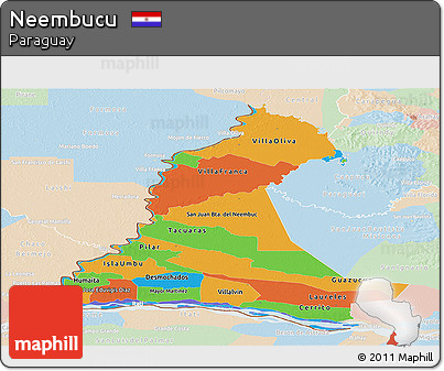 Political Panoramic Map of Neembucu, lighten