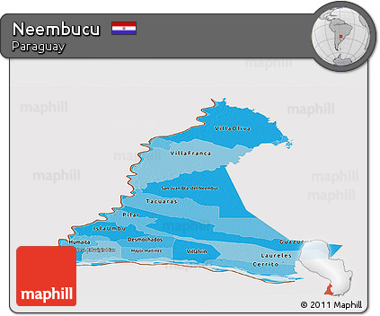 Political Shades Panoramic Map of Neembucu, cropped outside