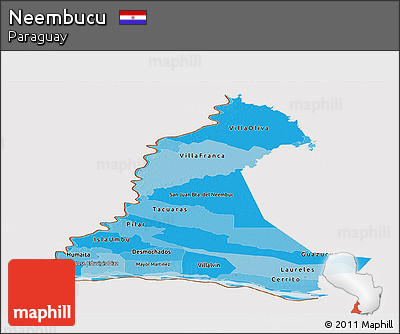 Political Shades Panoramic Map of Neembucu, cropped outside