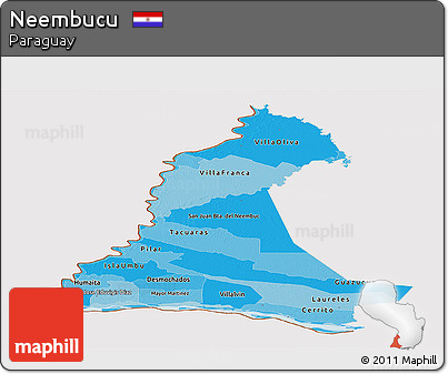 Political Shades Panoramic Map of Neembucu, cropped outside