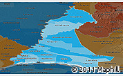 Political Shades Panoramic Map of Neembucu, darken